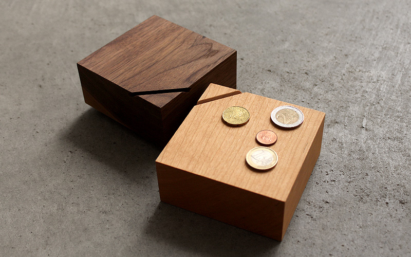 木製貯金箱　チェリー＆ウォールナット