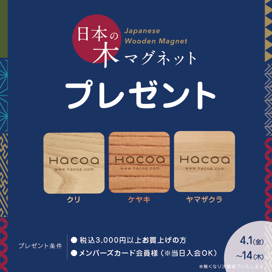 日本の木マグネットプレゼント！